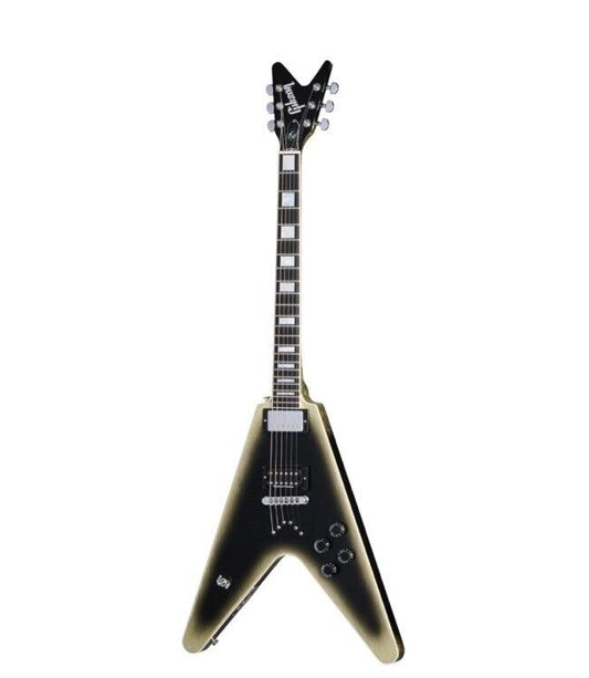 Customized guitar flying V  Black guitar with silver around the edges