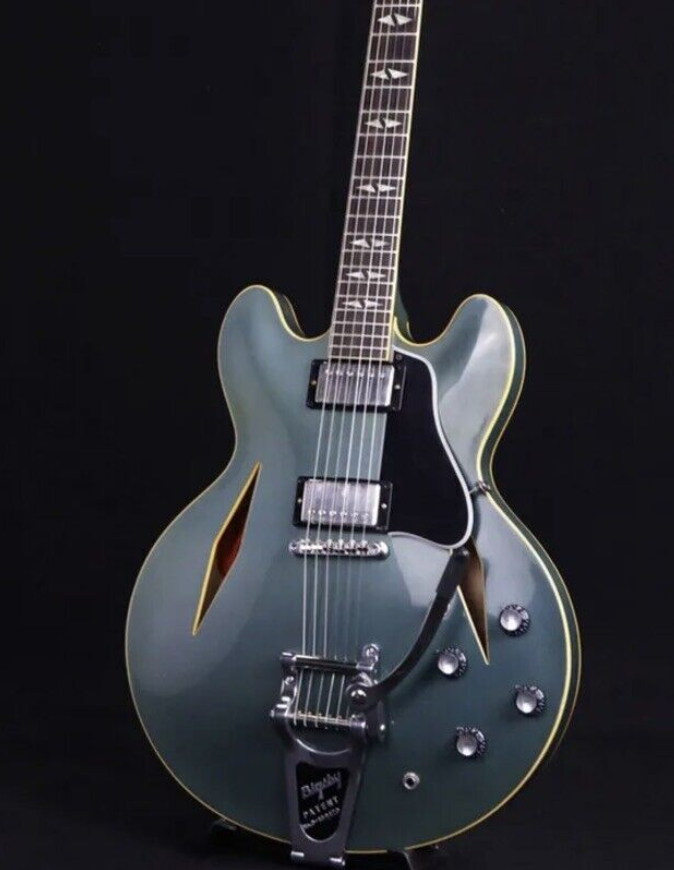 Custom 6-Strings Metallic Silver ES-335 Electric Guitars Semi-Hollow Body