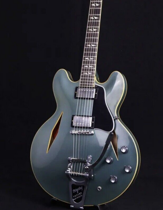 Custom 6-Strings Metallic Silver ES-335 Electric Guitars Semi-Hollow Body