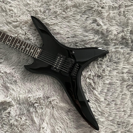 Custom Left Handed 6-string Stealth Chuck Schuldiner Electric Guitar Black w/ Vibrato System