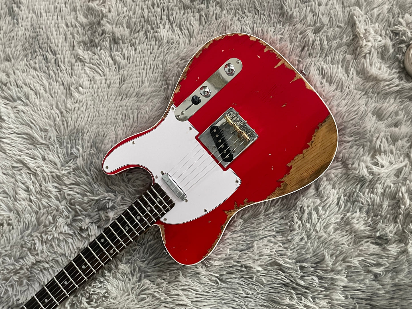 Red Relic Finish Electric Guitar Telecaster Fast Ship Rosewood Fretboard