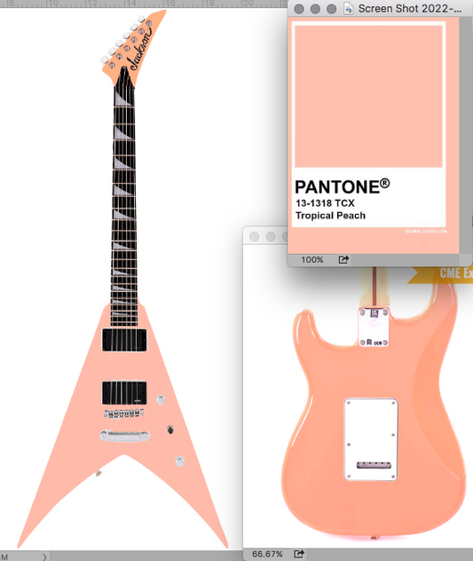 Custom Peach Color Body Beige Logo Full Black Hardware Electric Guitar