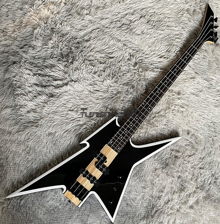 Custom Top Quality 5 String Custom Electric Bass Guitar Neck Thru Body Black Hardware