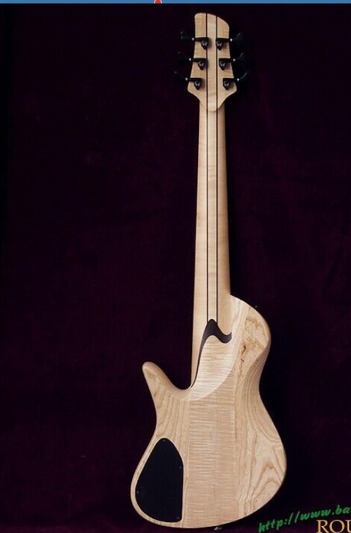 Custom 6 String Electric Bass Guitar Burl Top Neck Thru Body 24 Frets Guitar