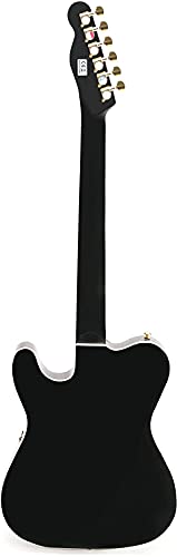 ZUWEI Electric Guitar F Hole Semi Hollow Body Guitar,TL Series Electric Guitar, 3A Quilted Maple Top, Separation Humbucker Pickups, Jazz Tremolo Bridge, Black