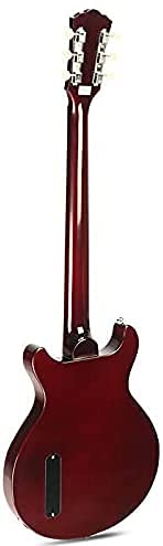 ZUWEI Electric Guitar Double Cut Solid-Body Guitar, 6 Strings, Mahogany Back Humbucker Pickups, Rosewood Fingerboard, Trans Red