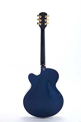 Starshine 6 String Jazz Hollow Body Electric Guitar Gold Hardware Flamed Maple Top,2 Humbucker Pickups(blue)