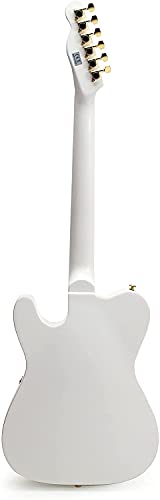 ZUWEI Electric Guitar F Hole Semi Hollow Body Guitar,TL Series Electric Guitar, 3A Quilted Maple Top, Jazz Tremolo Bridge, White