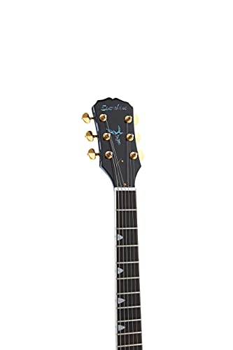 Starshine 6 String Jazz Hollow Body Electric Guitar Gold Hardware Flamed Maple Top,2 Humbucker Pickups(blue)