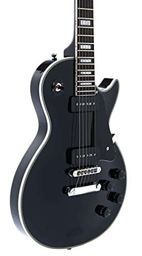 Starshine Electric Guitar Solid Mahogany Body and Neck Rosewood Fingerboard,P90 Pickups ABR Bridge Chrome Hardware(Black Color)