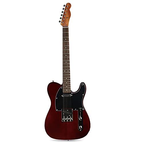 ZUWEI Electric Guitar Solid Body, Rosewood Veneer, Ash Wood, Maple Neck&amp;Fretboard, String Thru Body