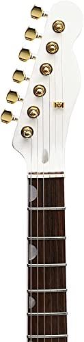 ZUWEI Electric Guitar F Hole Semi Hollow Body Guitar,TL Series Electric Guitar, 3A Quilted Maple Top, Jazz Tremolo Bridge, White