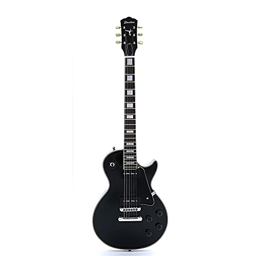 Starshine Electric Guitar Solid Mahogany Body and Neck Rosewood Fingerboard,P90 Pickups ABR Bridge Chrome Hardware(Black Color)