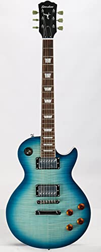 Starshine Electric Guitar Flamed Maple Blue Color Top Veneer,Solid Mahogany Body,ABR Bridge