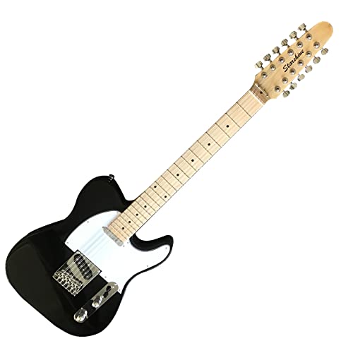 Starshine 12 Strings Full Size ST120 Electric Guitar Solid Body Beginner Kit with Bag, Cable,Amplifier (black)