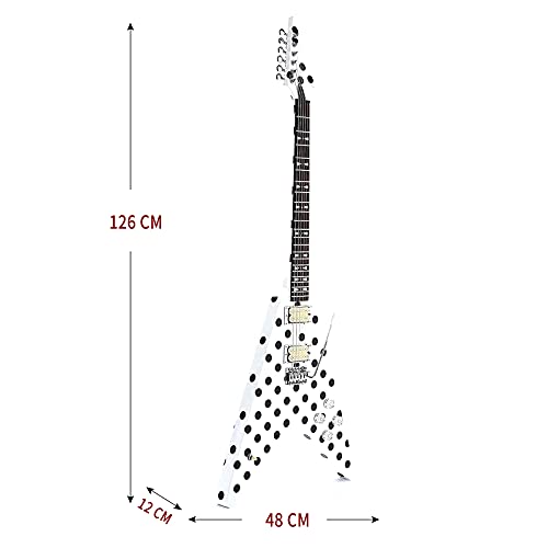 ZUWEI Electric Guitar Polka dot Flying V 6 Strings Classical V Shape Tremolo Bridge Rosewood Fingerboard