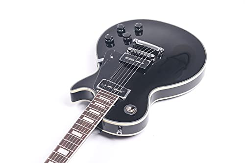 Starshine Electric Guitar Solid Mahogany Body and Neck Rosewood Fingerboard,P90 Pickups T-O-M Bridge Chrome Hardware(Black Color)