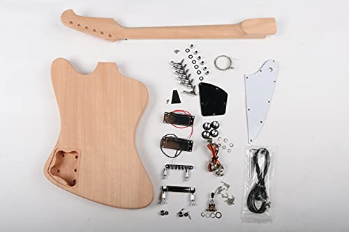 ZUWEI DIY Electric Guitar Kits, Mahogany Body &amp; Mahogany Neck, Rosewood Fingerboard and All Components Included