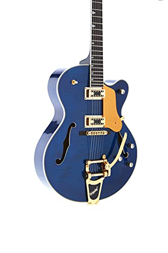 Starshine 6 String Jazz Hollow Body Electric Guitar Gold Hardware Flamed Maple Top,2 Humbucker Pickups(blue)