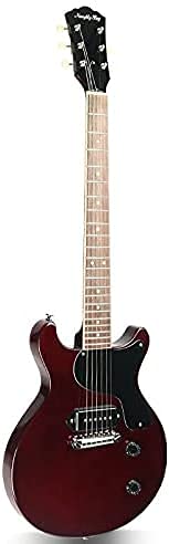 ZUWEI Electric Guitar Double Cut Solid-Body Guitar, 6 Strings, Mahogany Back Humbucker Pickups, Rosewood Fingerboard, Trans Red