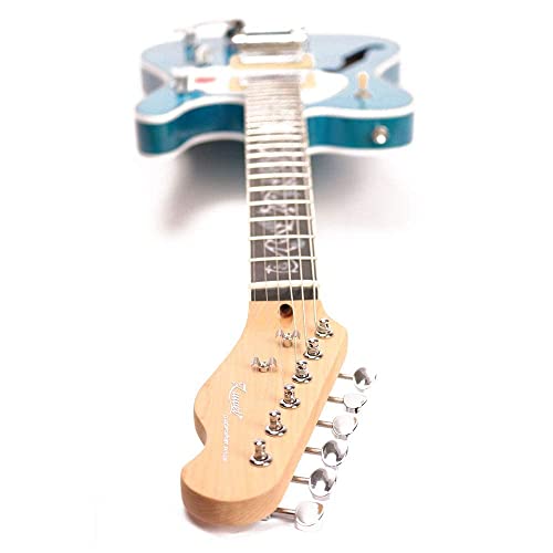 ZUWEI Electric Guitar F Hole Semi Hollow Body Guitar,TL Series Electric Guitar,3A Quilted Maple Top,Bridge, Flower Inlay