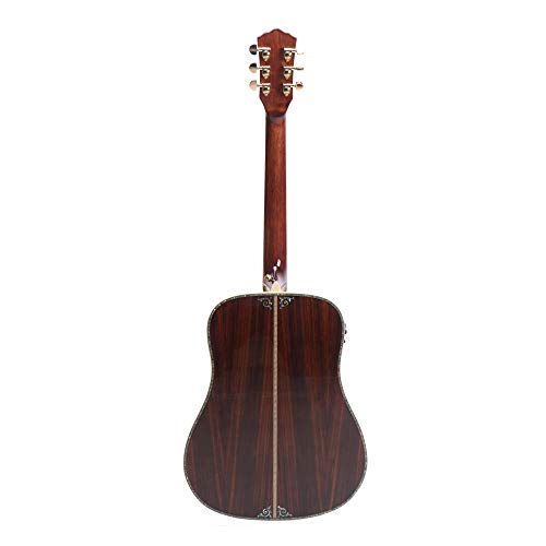 ZUWEI 41in Handmade Electric Acoustic Guitar Life Flower Solid Spruce Top Rosewood Backside Abalone Inlay, Closed Tuner Lower Action Bone Nut&amp; Saddle Free Hardcase Gloss Finish Gold Hardware