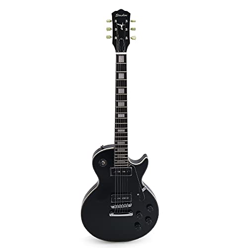 Starshine Electric Guitar Solid Mahogany Body and Neck Rosewood Fingerboard,P90 Pickups T-O-M Bridge Chrome Hardware(Black Color)