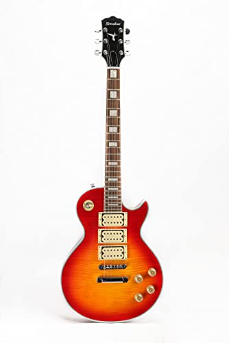 Starshine Electric Guitar, Flamed Maple Top Single Cutaway Guitar ABR-1 with Trio Humbuckers Pickups, Cherry Sunburst