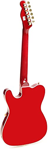 ZUWEI Electric Guitar F Hole Semi Hollow Body Guitar,TL Series Electric Guitar, 3A Quilted Maple Top, Separation Humbucker Pickups, Red