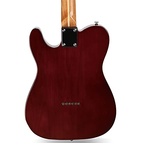 ZUWEI Electric Guitar Solid Body, Rosewood Veneer, Ash Wood, Maple Neck&amp;Fretboard, String Thru Body