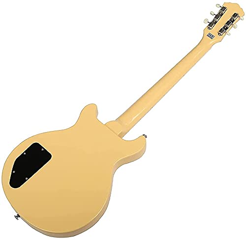 ZUWEI Electric Guitar Double Cut Solid-Body Guitar, 6 Strings, Mahogany Neck Humbucker Pickups, Rosewood Fingerboard, Creamy Yellow