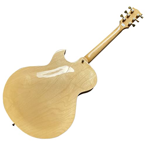 Starshine Electric Guitar Double F Hole Rosewood Fingerboard Hollow Body Gold Hardware Black Pick guard（Natural color）