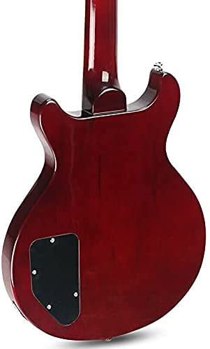 ZUWEI Electric Guitar Double Cut Solid-Body Guitar, 6 Strings, Mahogany Back Humbucker Pickups, Rosewood Fingerboard, Trans Red