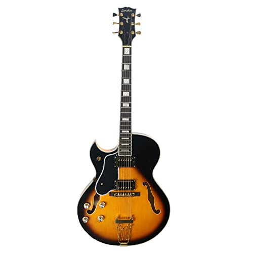 Starshine 6 String Hollow Body Electric Guitar Gold Hardware Left Handed(Sunburst Color)