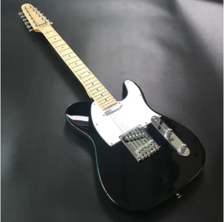 ZUWEI Solid Body Electric Guitar Full Size 12 String Guitarra Single-Coils Pickups, Strings Thru Bridge with Bent-Steel Saddles, Bolt-on Neck (Black)