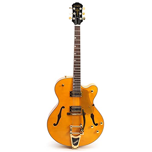 Hollow Body Electric Guitar Gold Hardware Flamed Maple Top Mahogany Neck Yellow Color L5 Style