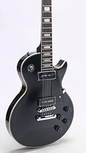 Starshine Electric Guitar Solid Mahogany Body and Neck Rosewood Fingerboard,P90 Pickups T-O-M Bridge Chrome Hardware(Black Color)