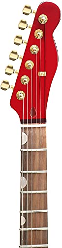 ZUWEI Electric Guitar F Hole Semi Hollow Body Guitar,TL Series Electric Guitar, 3A Quilted Maple Top, Separation Humbucker Pickups, Red