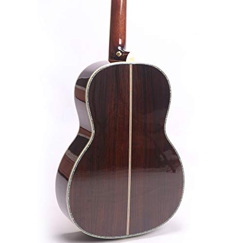 ZUWEI New 39in Handmade Acoustic Guitar Standard X Serise ZW-X3 Solid Spruce Top,Rosewood Back&amp;side Real Abalone Inlay, 45mm Nut Lower Action Bone Nut&amp; Saddle Free Hardcase Gloss Finish