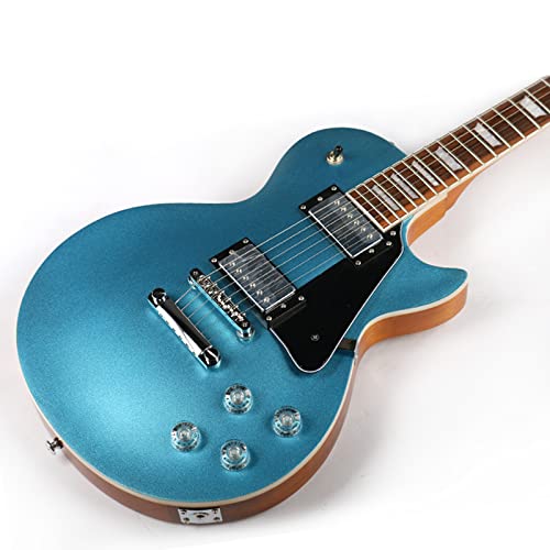 Starshine 6 Strings Electric Guitar Small Black Guard with White Edge,Sunken back ABR Bridge Solid Mahogany Body Rosewood Fingerboard(Blue Silver Powder Color)