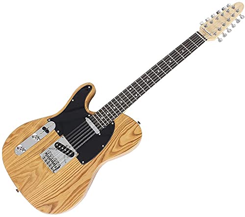 Left Handed Electric Guitar 12 String Guitar Solid Poplar Body, Single-Coils Pickups, Strings Thru Bridge Bolt-on Neck