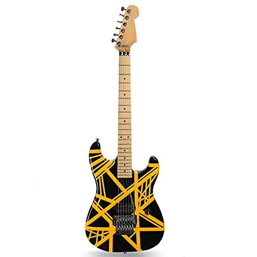 ZUWEI Guitar Full Size Solid Wood Electric Guitar 6 String Style Yellow