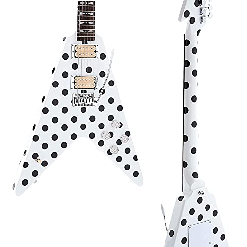 ZUWEI Electric Guitar Polka dot Flying V 6 Strings Classical V Shape Tremolo Bridge Rosewood Fingerboard