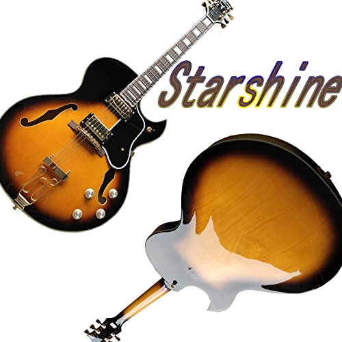 Starshine 44 inch Double F Hole Hollow Body Electric Guitar Gold Hardware Right Handed(Sunburst Color)