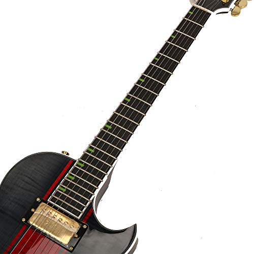 ZUWEI Semi Hollow Electric Guitar 6 Strings with Mahogany Body, Bone Nut, ABR Bridge Alnico Pickups Green Inlay Closed Tuner, Ebony Fingerboard, More Color