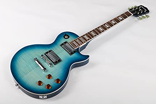 Starshine Electric Guitar Flamed Maple Blue Color Top Veneer,Solid Mahogany Body,ABR Bridge