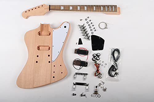 ZUWEI DIY Electric Guitar Kits, Mahogany Body &amp; Mahogany Neck, Rosewood Fingerboard and All Components Included