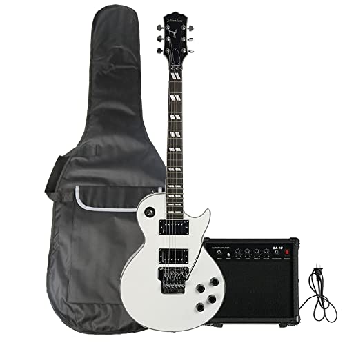 Starshine 6 Strings Double Rocking Electric Guitar Solid Mahogany Body Maple Neck Rosewood Fingerboard (White Color)