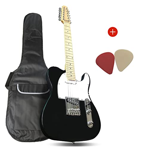 ZUWEI Solid Body Electric Guitar Full Size 12 String Guitarra Single-Coils Pickups, Strings Thru Bridge with Bent-Steel Saddles, Bolt-on Neck (Black)