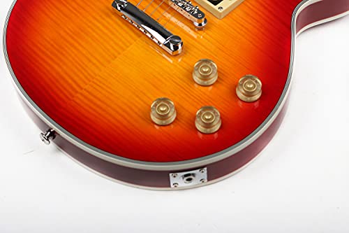 Starshine Electric Guitar, Flamed Maple Top Single Cutaway Guitar ABR-1 with Trio Humbuckers Pickups, Cherry Sunburst